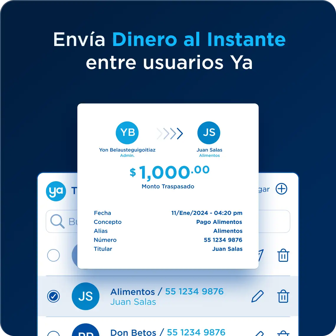 Envía Dinero al Instante entre usuarios Ya